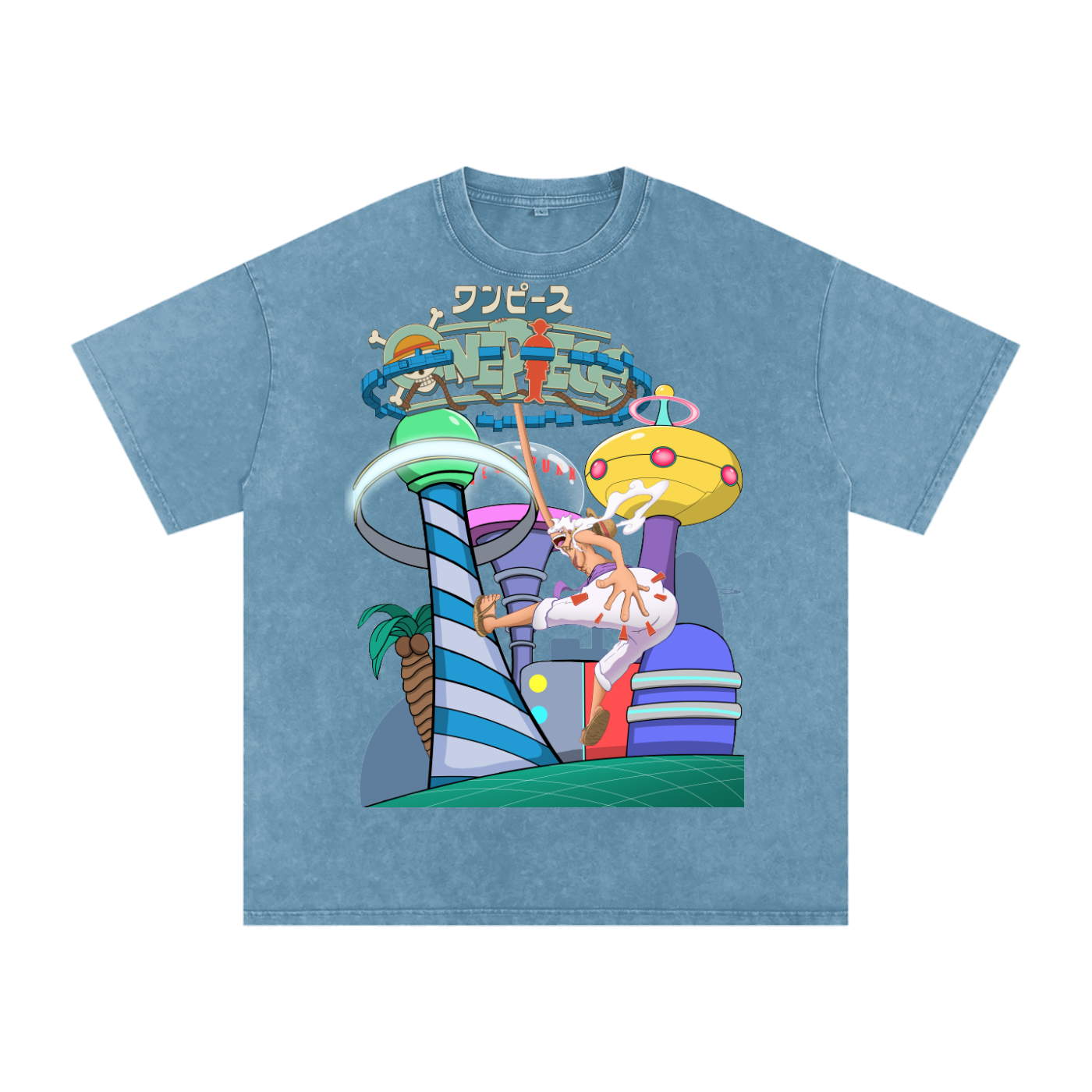 ONE PIECE EGG HEAD Acid Wash T-Shirt