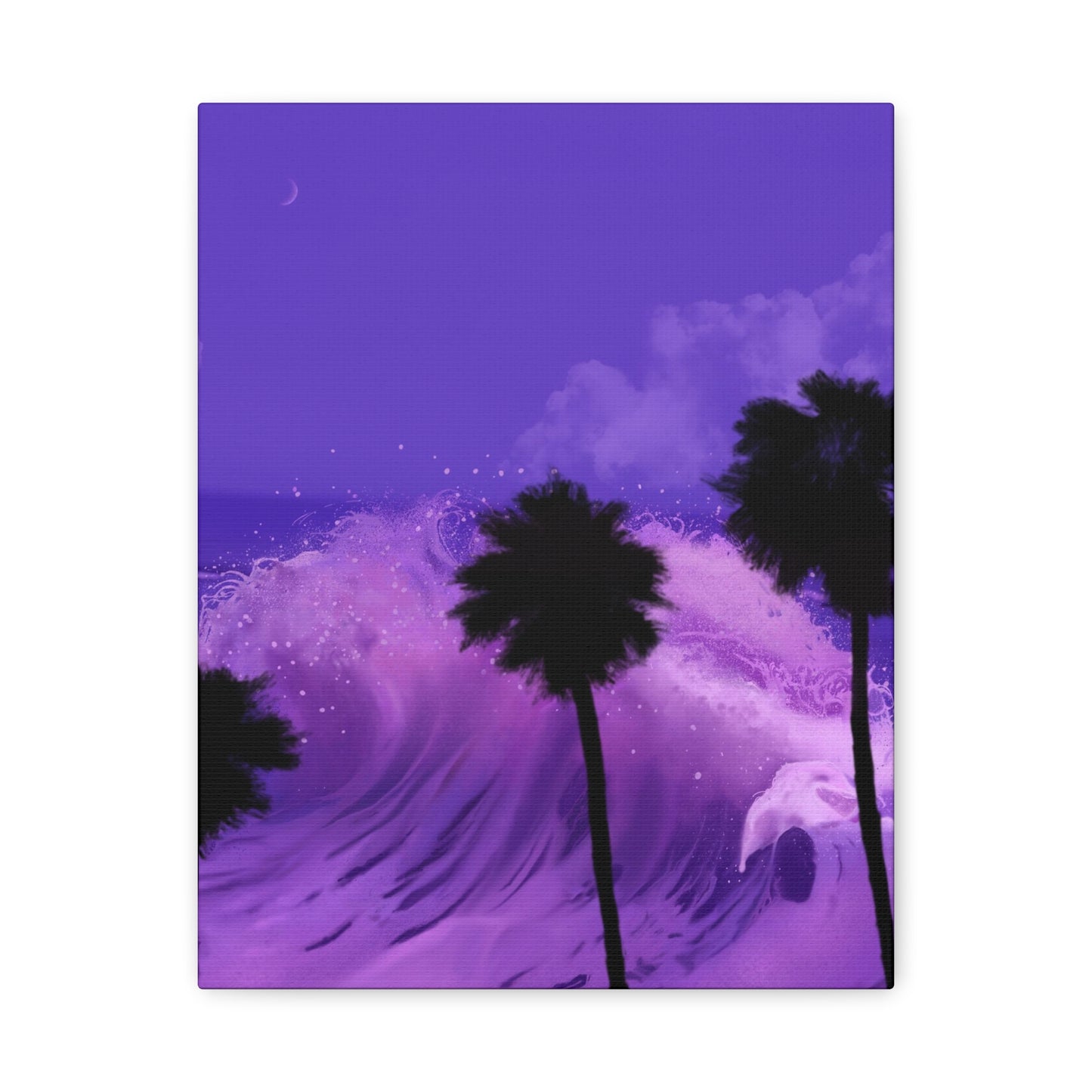 Vibrant Purple Wave Canvas Wall Art - Palm Trees Decor